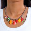 Collar de Aguacate con Perlas Blancas Estilo Bohemio Transfronterizo Europeo y Americano Estilo Playa Vacaciones Lindo Collar de Verdura para Mujeres