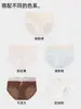 Nova Tanga Feminina Estilo Coreano Puff de Leite Seda Gelada Confortável Sem Costura Algodão Puro Gancho Estendido Cintura Média Sem Apertar