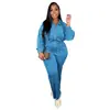 TW575 Amazon Moda europea y americana nueva para mujer cárdigan de manga larga con solapa y cremallera conjunto de dos piezas de pantalón de invierno