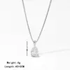 Collar Simple Europeo y Americano de Acero Inoxidable con Circonita en Forma de Gota de Agua para Mujer, Cadena Clavicular de Lujo Ligero con Diseño de Corazón