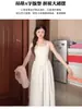 Vestido Largo Blanco de Tirantes Finos para Mujer, Vestido Largo 'Primer Amor Blanco Luna', Impresionante Modelo Nuevo 2026 de Verano con Ceñido a la Cintura