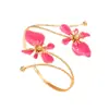 Pulsera Metálica Europea y Americana Transfronteriza Personalidad Creativa Brazalete Ajustable Oro Retro Esmalte Vidriado Artesanía Flor Abierta Pulsera