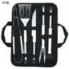 Las Herramientas para Barbacoa de Exterior Más Vendidas de Amazon Set de Parrilla de Acero Inoxidable de 9 Piezas Herramientas para Barbacoa Bolsa Portátil