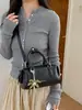Bolsa de Ombro Vintage Estilo Coreano Nova Primavera Moda Melhor Venda Cor Sólida para o Dia a Dia Transversal Balde Bolsa de Mão
