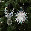 Nuevo Colgante de Copo de Nieve y Alce de Acrílico Colorido para Árbol de Navidad Decoraciones Navideñas DIY Adornos para Colgar en la Ventana
