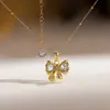 Joyas Transfronterizas Estilo Ins Mariposa Acero Inoxidable Colgante Collar Accesorios Lujo Ligero Nicho Verano Mujer Sensación de Alta Gama