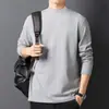 Camiseta de Cuello Alto a Mitad para Hombre, Estilo Nuevo, Manga Larga, Blanca Sólida, Adecuada para Primavera, Otoño e Invierno como Capa Interior para Calidez