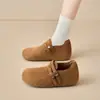 Zhr Zapatos Retro Birkenstock para Mujer Primavera 2026 Nuevos Mocasines de Gamuza de Doble Hebilla Zapatos Casuales Versátiles que Aumentan la Altura para Mujer