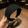 Diadema de punto de ala ancha de estilo coreano para otoño e invierno, textura suave, color gris liso, para mujer