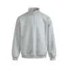 Moletom masculino minimalista estilo americano com gola alta meia-altura e bolsos laterais, camiseta básica casual tipo pullover com zíper parcial