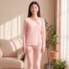 Ropa de otoño para niños, pijamas infantiles, conjunto térmico de algodón puro para niñas, ropa para casa, conjunto de ropa interior cálida para niñas pequeñas y estudiantes