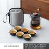Juego de té de viaje para exteriores, portátil, taza exprés, bolsa portátil, té de kung fu, equipo de campamento, tetera, taza de té