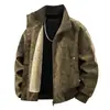 Chaqueta popular de invierno para hombre estilo americano, corte holgado estilo Hong Kong, forro polar, cuello alto, chaqueta de cuero PU talla grande