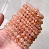Jingde Joyería Pulsera Arusha de Punta de Oro Natural para Mujer Pulsera de Cuentas Redondas de Cristal Fresa Dorado Piedra Solar Venta al por Mayor de Joyería