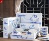 Juego de tazones de porcelana azul y blanca Actividad de venta por lotes Tazón de regalo Juego de palillos Juego de tazón y cuchara de cerámica Vajilla Tazón Caja de regalo