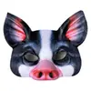 Máscaras de Animales Impresas Transfronterizas Fiesta de Halloween Mascarada Accesorios para Fotos Media Cara Cosplay Estilo Tendencia Nacional
