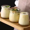 Botella de Pudín de Rayas Verticales Botella de Vidrio para Leche Taza de Vidrio para Yogur Taza de Vidrio para Mousse Gelatina Botella de Nido de Pájaro
