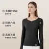 Camiseta Interior Térmica para Mujer, Engrosada con Forro Polar, Ropa de Otoño, Tejido Cepillado por Ambos Lados, Otoño e Invierno, Cuello Redondo, Camiseta Interior Térmica
