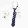 Corbata Azul a Rayas Estilo Japonés para Camisas, Patrón Perezoso Estilo Universitario Jk, Pajarita Anudada a Mano para Mujer, Dk para Hombre