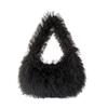 Bolso de mano de felpa nuevo de otoño e invierno europeo y americano transfronterizo japonés y coreano color caramelo lindo moda algodón de azúcar mano pequeño bolso cuadrado