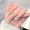 Colar Pingente Coração Pontilhado Diamante Trevo de Quatro Folhas Ouro Real 24K Galvanizado Retenção Forte de Cor Acessório de Pescoço Versátil da Moda