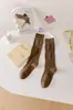 Calcetines de Linterna para Pantorrilla para Mujer en Otoño e Invierno Aspecto Adelgazante Jk Piernas Bonitas Punto Doble Algodón Puro Presión Antideslizante que no se Cae Calcetines para Mujer