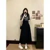 Novo Vestido de Verão Plus Size 2026 para Mulheres Plus Size, Estilo Francês Listrado de Manga Curta Color Block Falso Duas Peças Emagrecedor, Disponível em Estilos Longo e Curto