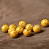 Grânulos Soltos de Areia de Realgar Natural de Alto Teor, Partículas de Cristal Amarelo, Acessórios de Contas Redondas de Cinábrio, Contas Polidas com Furo Direto Atacado