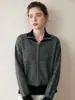 Nuevo cárdigan de cachemira para mujer Otoño e Invierno Chaqueta suéter con solapa Suéter de punto grueso de cuello alto Holgado Top versátil