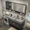 Gabinete para Lavadora de Balcón que Ahorra Espacio Combinación Placa de Roca Lavabo Integrado Gabinete de Baño Lavado Lavabo