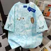 Camiseta de Manga Corta Oversize Tie-Dye 100% Algodón Puro para Hombres y Mujeres, Top Casual Holgado de Verano con Cuello Redondo para Adelgazar, para Parejas