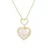 Collar y Pendientes Aogu Niche de Alto Gama con Colgante de Corazón de Circonita Chapado en Cobre Oro de 18 Quilates para Mujer, Joyería Versátil de Lujo Ligero a la Moda