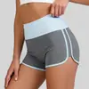 Juyitang Verano Nuevo Color Bloqueado Shorts de Yoga Ajustados de Cintura Alta Levanta Glúteos Shorts Deportivos de Fitness para Mujeres
