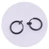 Clip de mola para orelha em aço inoxidável preto total, galvanizado a vácuo, produzido e vendido pela própria marca, brincos populares sem furo para homens e mulheres, clip de orelha