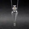 Collar con Colgante de Botella de Aceite Esencial de Vidrio Transparente en Forma de Corazón, Colgante de Botella de Fragancia, Collar Sencillo de Acero de Titanio, Regalo para Amigos y Parejas