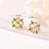 Zhongxing oro de 14k trébol de cuatro hojas camelia circonita aretes de perlas pegajosas soporte vacío aguja de plata S925 accesorios para aretes DIY