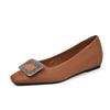 Zapatos Planos Franceses con Hebilla de Pedrería para Mujer, Suela Suave, Cómodos, Gama Alta, Punta Cuadrada, Tacón Bajo, Zapatos de Altura Interior para Mujer, Para Viajar al Trabajo