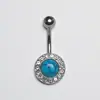 Novo Venda Quente Transfronteiriça Sexy 5A Zircônia Unha do Umbigo Argola do Umbigo Aço Inoxidável Joia para Piercing Joia Turquesa para o Umbigo