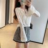 Cardigan de Tricô com Manga Sino de Renda Estéreo, Leve e Ligeiramente Transparente, com Toque de Ar Francês Suave para Mulheres 25 Outono L0902B