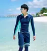 Traje de Buceo Coreano para Mujer de Manga Larga Traje de Baño de Medusa para Pareja Pantalones Divididos con Protección Solar Traje de Snorkel Delgado