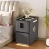 Mesa de cabeceira inteligente, multifuncional, uso doméstico, sem necessidade de instalação, com régua de energia, trava de senha, carregamento sem fio, armário de cabeceira de couro para quarto