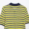 2026 Verano Nuevo Moda Callejera Europea y Americana para Mujer Camisa Polo de Punto Rayada Manga Corta w03 7329