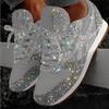 Estación Independiente Comercio Exterior Transfronterizo Talla Grande 4143 Zapatos Casuales de Lentejuelas Transpirables con Cordones Cruzados Suela Gruesa Zapatilla Cómoda Mujer