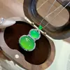Collar de Calabaza de Jadeíta para Mujer, Colgante de Jade Espuma de Agua Tipo Hielo, Cadena para Clavícula Verde Imperial, Regalo para Novia, Estilo de Celebridad de Internet