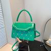 Bolso de mujer, pequeño, cuadrado, bandolera, con cadena, combinable, de alta gama, con textura rómbica.