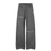 G60124 Pantalones de trabajo casuales estilo retro americano, lavados y desgastados, unisex, corte holgado