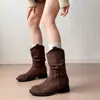 Botas holgadas de tacón grueso adelgazantes para mujer, novedad de otoño 2026, elegantes y versátiles, botas de vaquero occidentales, modernas y con estilo, Dr. Botas Martens