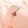 Pulsera Lucky Clover de plata de ley 925 con diseño de nicho para mujer, pulsera de circonitas de lujo ligera para niñas, pulsera con flores