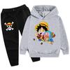 2025One Piece Estampado de Dibujos Animados Traje para Niños Sudadera con Capucha Sudadera + Pantalones Pb904