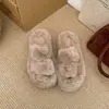 Chinelos peludos de sola grossa estilo retrô preto para mulheres, para usar ao ar livre, novo estilo outono e inverno 2026, que aumentam a altura, antiderrapantes, de algodão para mulheres baixinhas